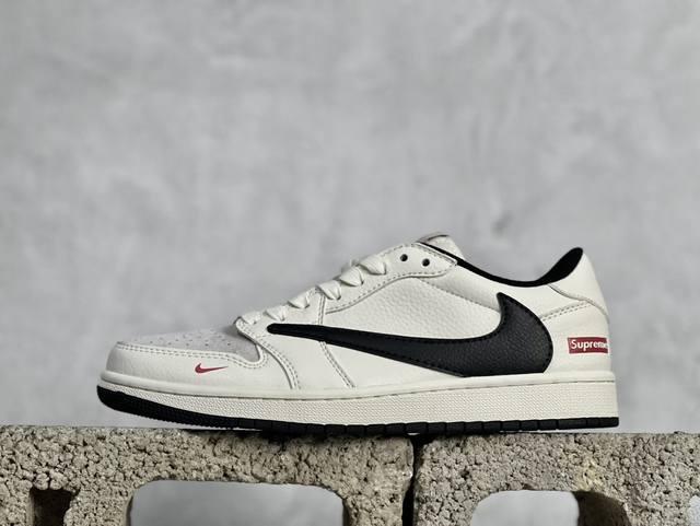 Travis Scott x Fragment Design x Air Jordan 1 Low OG SP AJ1 乔1 Supreme联名-米白黑勾 低帮