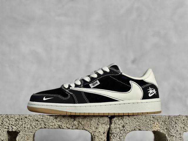 Travis Scott x Fragment Design x Air Jordan 1 Low OG SP AJ1 乔1 斯图西联名-黑生胶 低帮文化休闲板