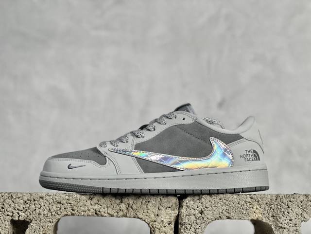 放店私 Travis Scott x Fragment Design x Air Jordan 1 Low OG SP AJ1 乔1 北面联名-炫彩灰 低帮文化