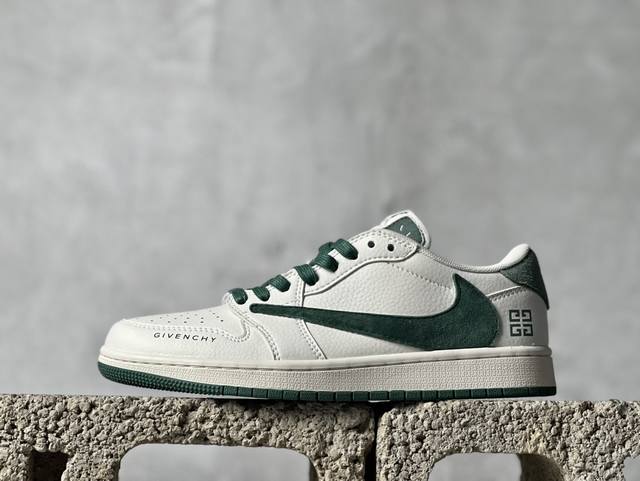 放店私 Travis Scott x Fragment Design x Air Jordan 1 Low OG SP AJ1 乔1 纪梵希联名-米白深绿翻毛