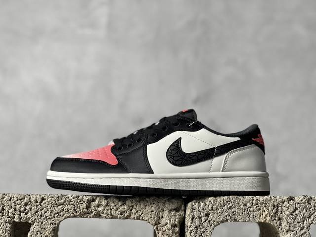 K版 Paris x Air Jordan 1 Low AJ1低帮巴黎联名-黑白红渐变 同步官方配色 市场唯一独家头层皮打造 原鞋原档案开发 原厂皮料 原档冲孔