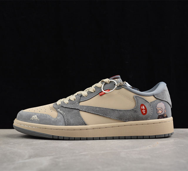 Travis Scott x Fragment Design x Air Jordan 1 Low OG SP AJ1 乔1 黑悟空联名-战斗悟空 低帮文化休闲