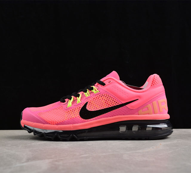 Nk Air Max 2013 耐克复古透气网布气垫跑鞋 555753-600 #搭配全掌式 Max Air 气垫，为步伐注入充沛活力。半透明中底和外底，为整体