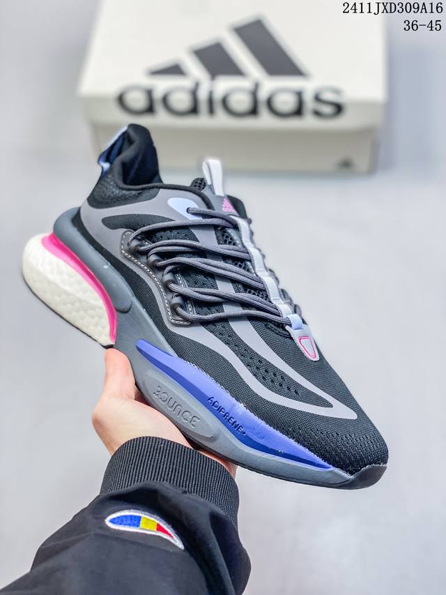 真标adidas Alphaboostv1 Sustainabe舒适潮流 轻便耐磨防滑 低帮 跑步鞋 白色 低帮跑鞋 穿上这款 Adidas Alphaboos
