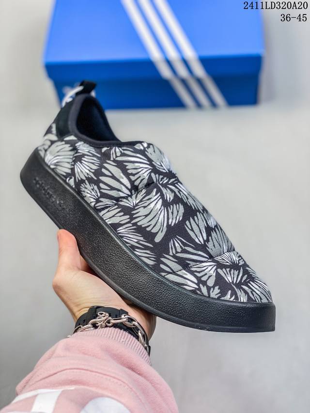 阿迪达斯 男女同款运动鞋 Adidas Puffylette 阿迪达斯三叶草 毛毛虫 复古百搭厚底增高运动板鞋。Adidas Originals Puffyle