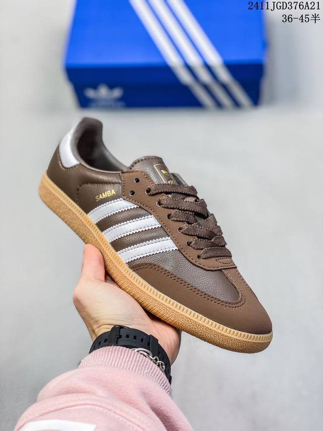 公司级阿迪达斯三叶草adidas Originals Samba Og 桑巴舞系列绅士德训足球风百搭低帮休闲运动板鞋 货号:Ie9122 尺码:36 36.5