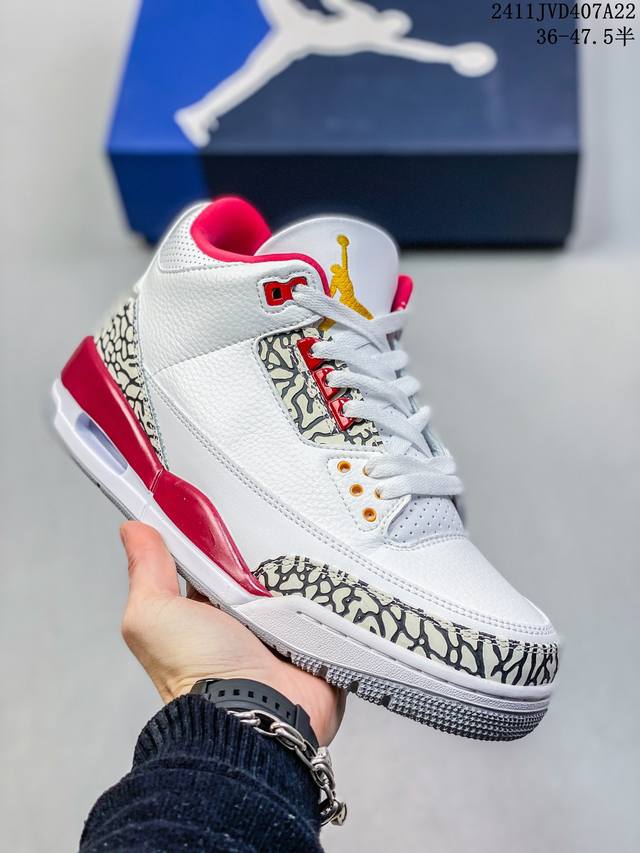 Fragment Design X Jordan Air Jordan 3 Sp 藤原浩 中帮 复古篮球鞋 男女同款 黑白 水泥做旧 Aj3合集 尺码:36-4