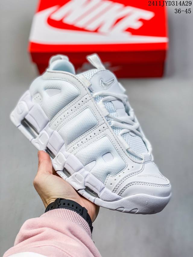 公司级耐克nike Wmns Air More Uptempo Gs Barely Green 皮蓬初代系列经典高街百搭休闲运动文化篮球鞋美国队配色 货号:Fz