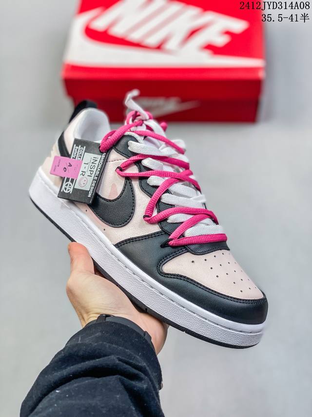 公司级双十二福利套现 球鞋定制 Nike Court Borough 2 玫瑰粉 校园风百搭 低帮女子板鞋 尺码：见图 编码：12Jyd314A08