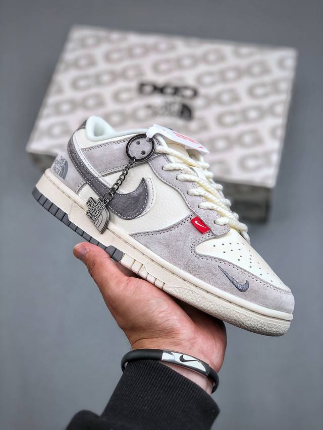 Nike Sb Dunk Low 北面联名-灰猪八藏蓝勾 周年高端定制 低帮休闲板鞋 Sj1089-009 #定制鞋盒 大厂纯原品质出货 超高清洁度 皮料切割干