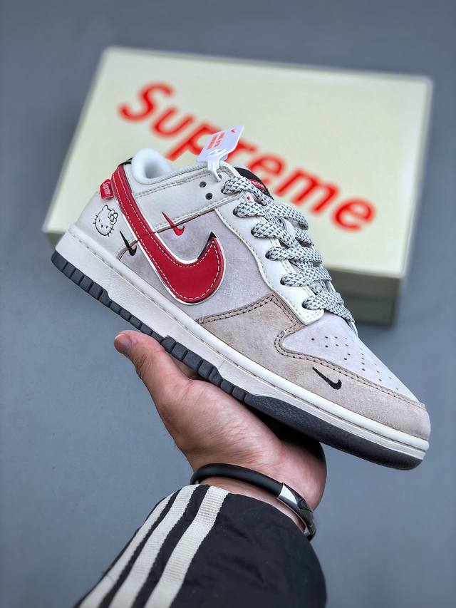 Nike Sb Dunk Low Supreme联名-凯蒂猫 周年高端定制 低帮休闲板鞋 Xy1688-018 #定制鞋盒 大厂纯原品质出货 超高清洁度 皮料切
