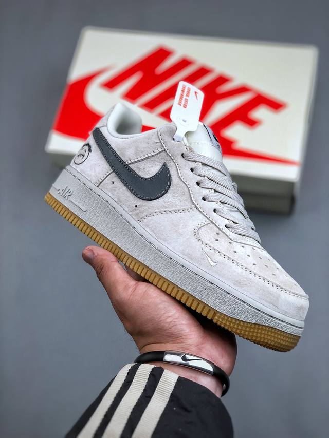 Nike Air Force 1'07 Low 鬼脸联名-浅灰猪八 空军一号低帮休闲板鞋 Df0188-022 #原楦头原纸板 原装鞋盒 定制五金配件 内置全掌