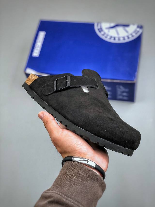纯原“翘头版” 德国百年知名鞋履品牌 博肯birkenstock 勃肯半拖系列 广东原产#采用质地柔软牛皮绒面革植入羊羔毛鞋垫和里衬材质 #中底搭载缓震软木橡胶