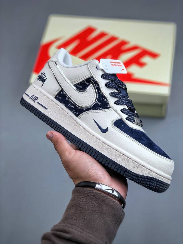 Nike Air Force 1 Low 07 X Stussy 白蓝小钩满天星原楦头原纸板 打造纯正低帮空军版型专注外贸渠道 全掌内置蜂窝气垫 原盒配件 原厂