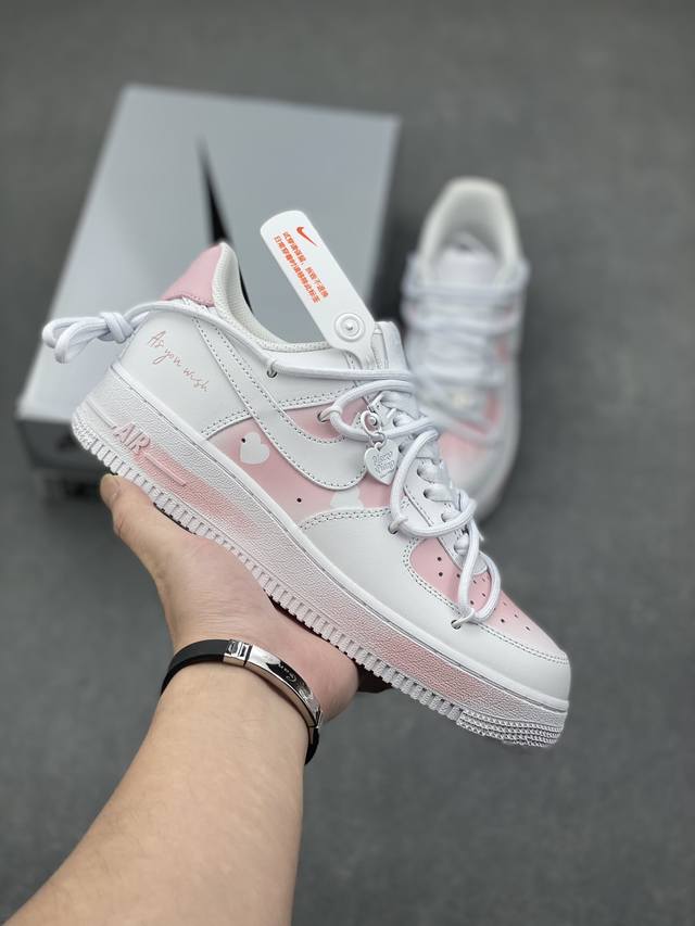 官方爆款定制 二次元主题 Nike Air Force 1 Low’07 喷绘 樱花物语 空军一号绑带低帮休闲板鞋 定制皮料 原厂3D打印 定制鞋盒 原楦原纸板