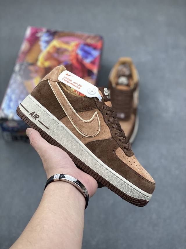 秋冬新品 公司级 Nike Air Force 1 Low ’07 棕黄麂皮空军一号低帮休闲板鞋 原厂麂皮 原楦原纸板 纯正版型 正品nfc感应芯片 高清洁度