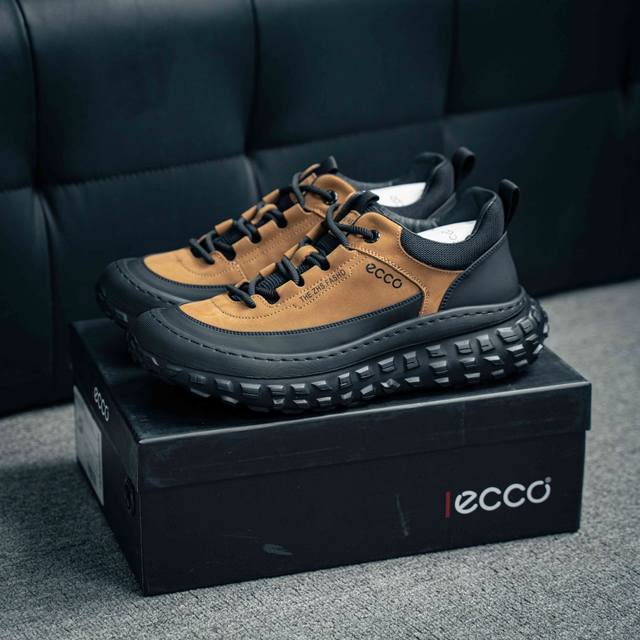 Ecco爱步男款新款运动登山鞋 轻盈减震牛皮耐磨户外跑鞋 越野系列 甄选优质牛皮革搭配纺织衬里 防污透气，户外无忧 无惧旷野 提供出色的能量回弹和缓震支撑 长距