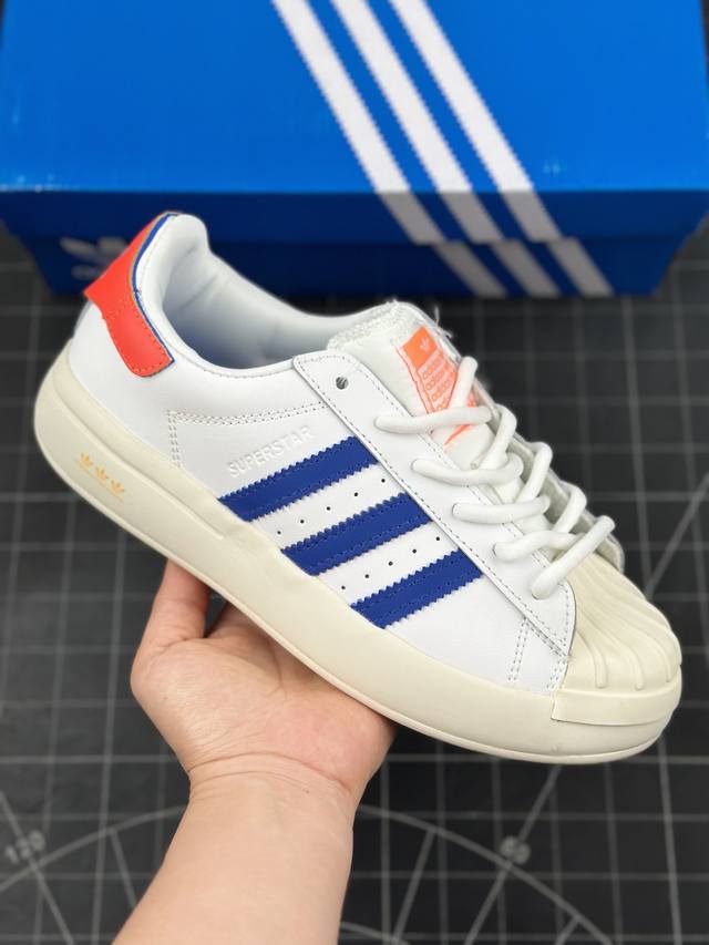 特价本地 核心私 公司级adidas三叶草 Originals Superstar Ayoon W 经典贝壳头厚底系列低帮百搭休闲运动板鞋 采用软质纤维牛剖革鞋