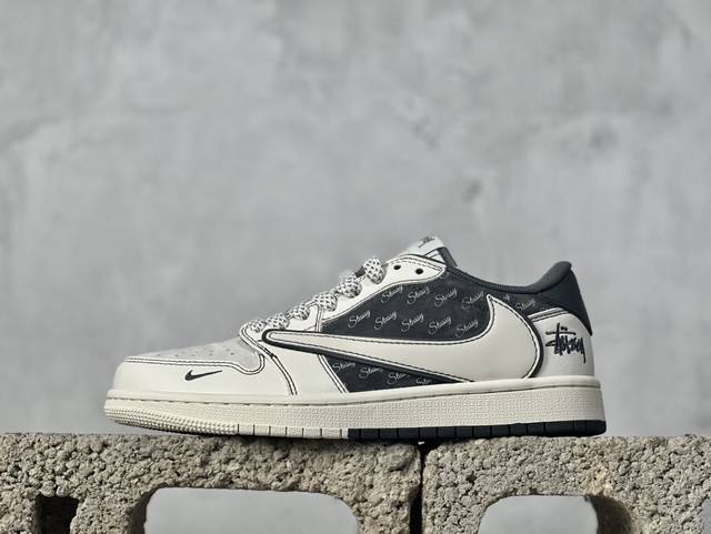 Travis Scott X Fragment Design X Air Jordan 1 Low Og Sp Aj1 乔1 斯图西联名-白黑英文双拼 低帮文化