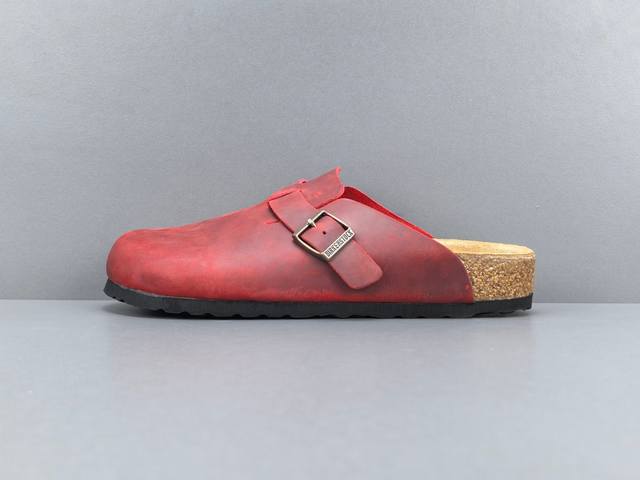 渠道优势，！ 外贸版 勃肯 Birkenstock 皮革 休闲舒适搭扣 包头拖鞋 男女同款 尺码 35 36 37 38 39 40 41 42 43 44 4