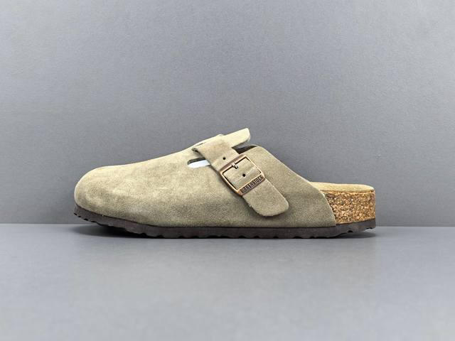 渠道优势，！ 外贸版 勃肯 Birkenstock 皮革 休闲舒适搭扣 包头拖鞋 男女同款 尺码 35 36 37 38 39 40 41 42 43 44 4