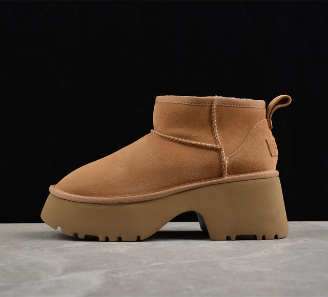 Ugg W Classic Ultra Mini New Heights 新高地系列迷你加厚款轻量化休闲运动人鱼超短靴“栗子棕加绒”1158311-Mds D采