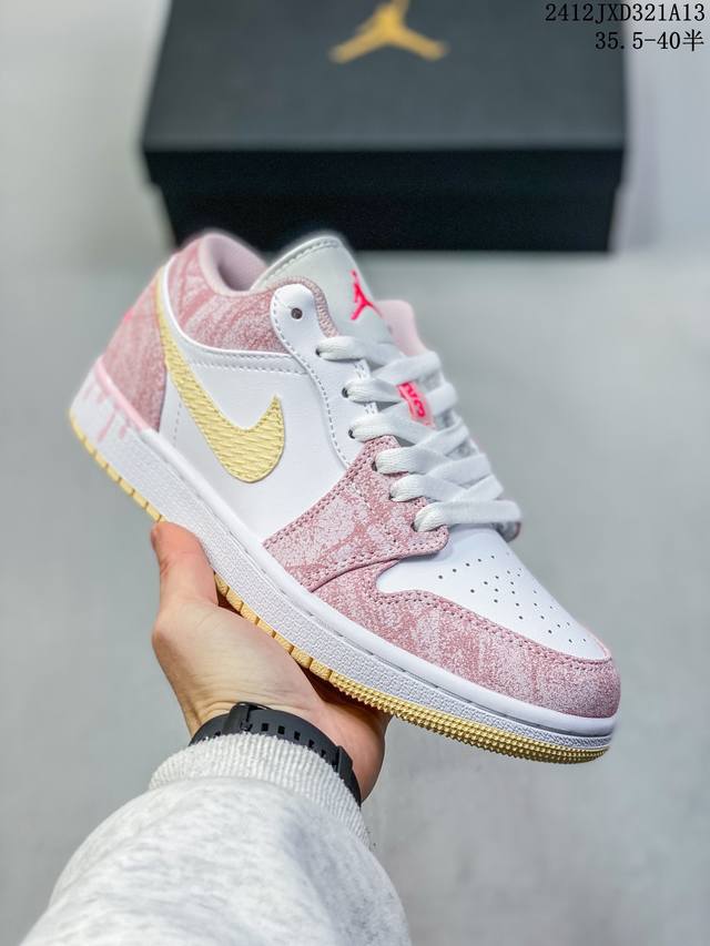 头层带半码 Jair Jordan 1 Low White Pink Foam Glacier Blue 低帮 粉猫爪 Aj1 乔丹1代 Aj1 乔1 低邦 粉