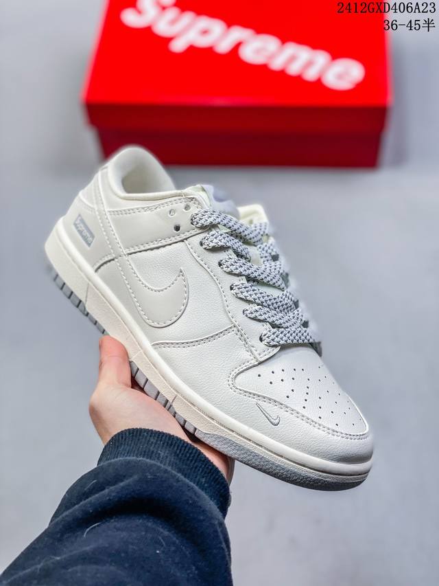 海外爆款限量发售！公司级 Nike Sb Dunk Low“Supreme联名 经典米灰” 周年高端定制 低帮休闲板鞋 定制鞋盒 大厂纯原品质出货 超高清洁度