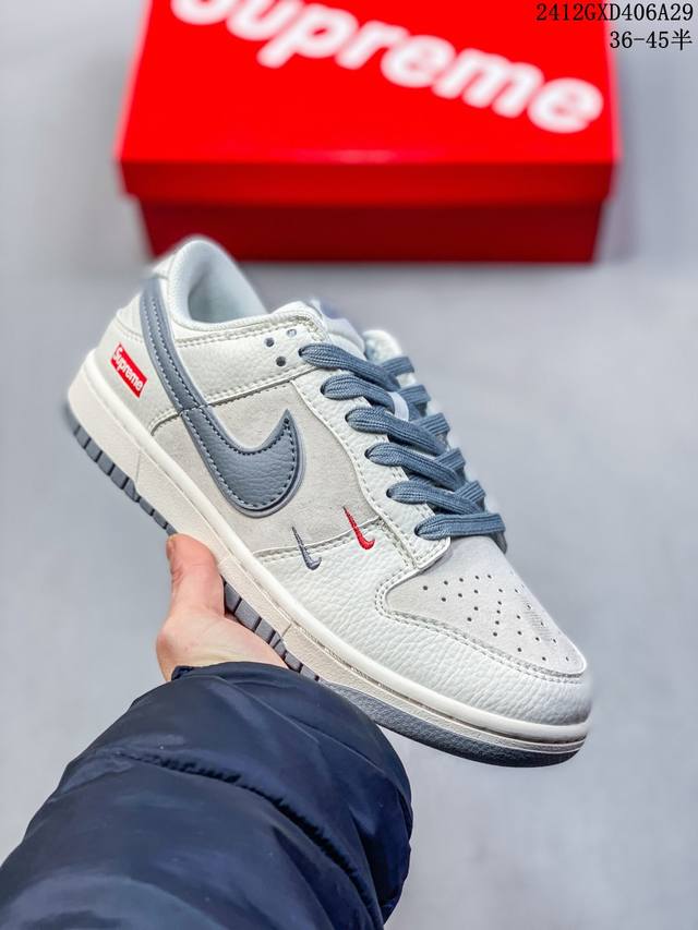 海外爆款限量发售！公司级 Nike Sb Dunk Low“ Supreme联名 灰勾双小勾” 周年高端定制 低帮休闲板鞋 定制鞋盒 大厂纯原品质出货 超高清洁