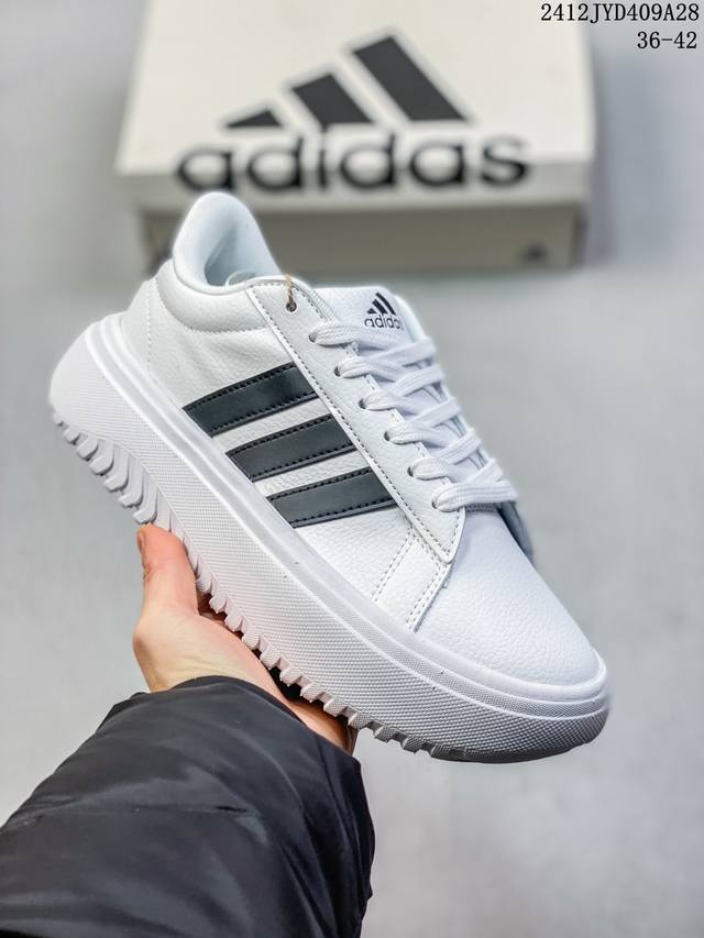 公司级adidas Grand Courtbeat Platform 厚底休闲 耐磨 低帮 板鞋 货号:Ie1092 尺码:36 36.5 37 38 38.5