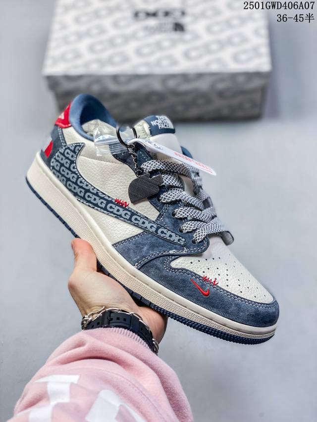 海外爆款限量发售！公司级 Travis Scott X Fragment Design X Jordan Air Jordan 1 Low Og Sp “北面联