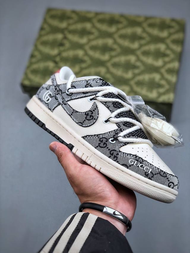 Nike Sb Dunk Low X Gucci 白黑绑带满天星纯原大厂出品 极力推荐原装头层材料 独家版型蒸餾加工帶來的是更好的视觉和脚感体验大厂纯原品质出货
