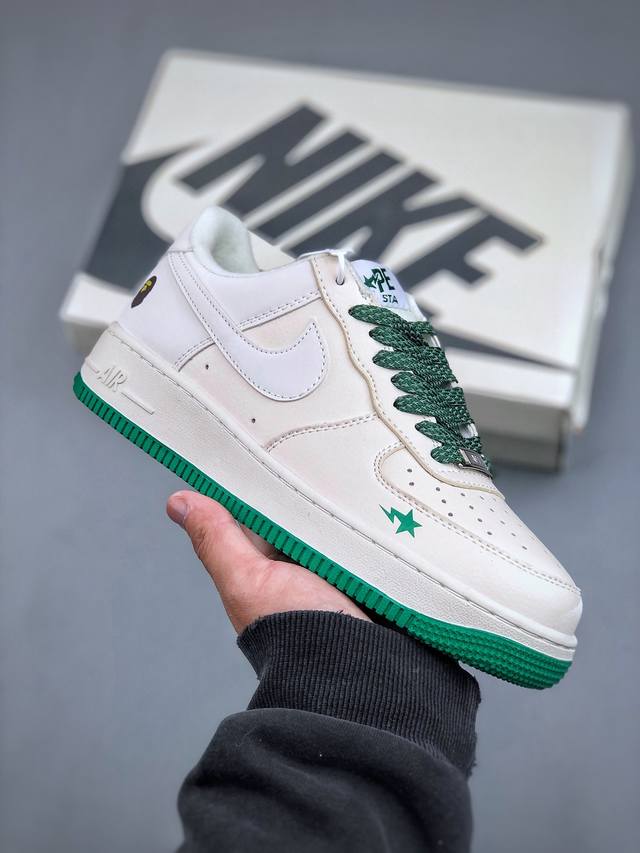 今日福利特价 Nk Air Force 1‘07 Low Bape联名-米白满天星 空军一号低帮休闲板鞋 Fg6688-104 #原楦头原纸板 原装鞋盒 定制五