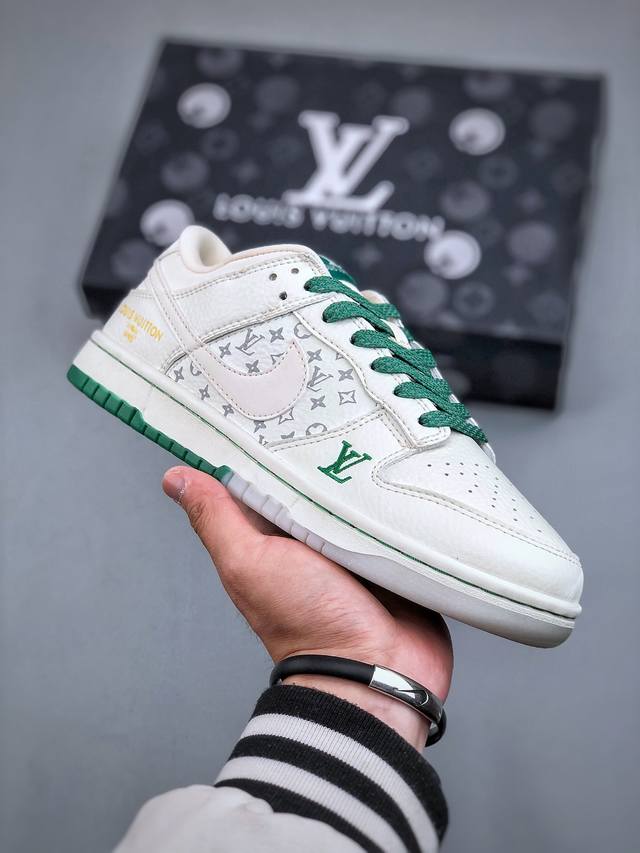 Nike Sb Dunk Low Lv联名白绿双色大底 周年高端定制 低帮休闲板鞋 #高端定制鞋盒 原装头层材料 独家版型蒸餾加工大厂纯原品质出货 超高清洁度
