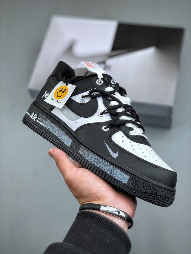 Nike Air Force 1 Low 07 黑白小钩绑带 笑脸贴布原楦头原纸板 打造纯正低帮空军版型专注外贸渠道 全掌内置蜂窝气垫 原盒配件 原厂中底钢印、