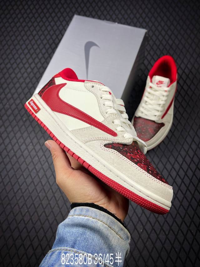 Travis Scott X Fragment Design X Air Jordan 1 Low Og Sp Aj1 乔1 Supreme联名 中国红 低帮文