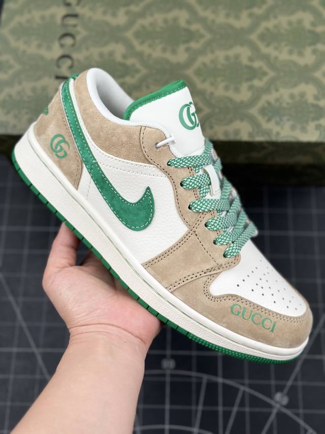 Air Jordan 1 Low Aj1 乔1 古驰联名-羊皮青 高端定制 低帮复古篮球鞋 #定制鞋盒 大厂纯原品质出货 超高清洁度 皮料切割干净无任何毛边 细