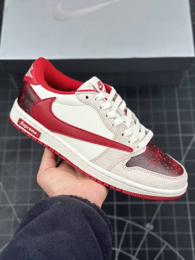 Travis Scott X Fragment Design X Air Jordan 1 Low Og Sp Aj1 乔1 Supreme联名 中国红 低帮文