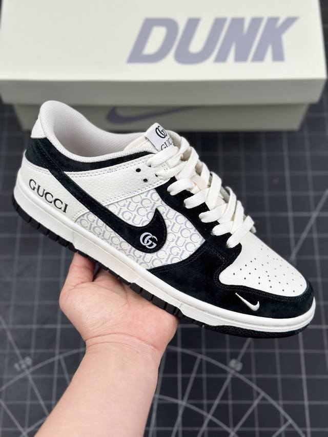 Nk Sb Dunk Low 古驰联名 黑白字母 周年高端定制 低帮休闲板鞋 #定制鞋盒 大厂纯原品质出货 超高清洁度 皮料切割干净无任何毛边 细节完美 货号：