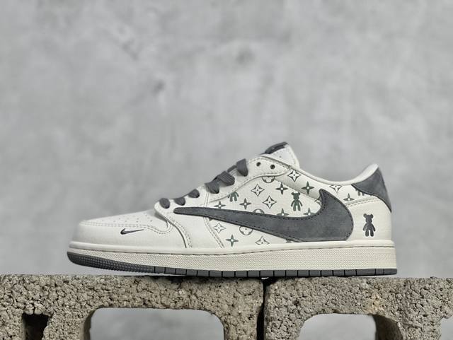Travis Scott X Fragment Design X Air Jordan 1 Low Og Sp Aj1 乔1 暴力熊联名-星灰花纹 低帮文化休闲