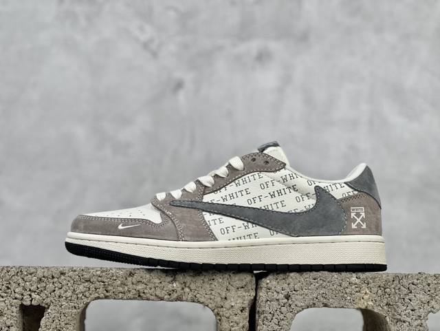 Travis Scott X Fragment Design X Air Jordan 1 Low Og Sp Aj1 Of联名-拿铁灰 低帮文化休闲板鞋 Sj