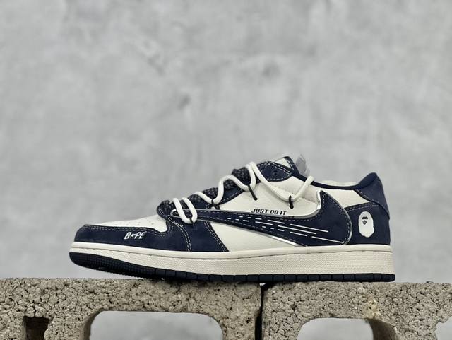 Travis Scott X Fragment Design X Air Jordan 1 Low Og Sp Aj1 乔1 Bape联名-克莱因蓝抽绳 低帮文