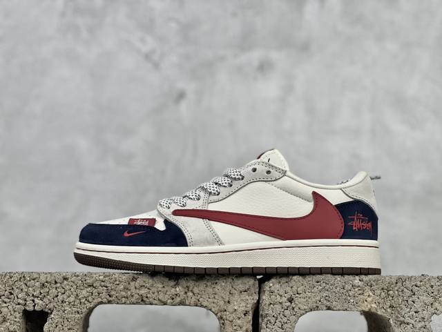 Travis Scott X Fragment Design X Air Jordan 1 Low Og Sp Aj1 乔1 斯图西联名-米蓝红勾 低帮文化休闲