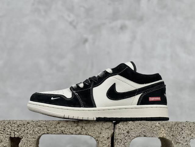 Air Jordan 1 Low Aj1 乔1 Supreme联名-黑白双拼 高端定制 低帮复古篮球鞋 Sj9950-021 #定制鞋盒 大厂纯原品质出货 超高