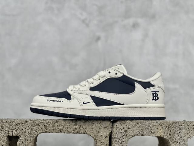 Travis Scott X Fragment Design X Air Jordan 1 Low Og Sp Aj1 巴宝莉联名-米白海军蓝 低帮文化休闲板鞋