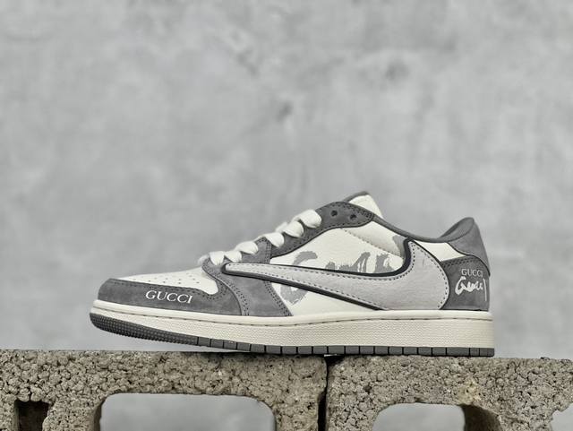 Travis Scott X Fragment Design X Air Jordan 1 Low Og Sp Aj1 古驰联名-米灰涂鸦 低帮文化休闲板鞋 D