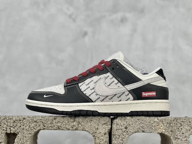 Nk Sb Dunk Low Supreme联名-黑荔纹英文 周年高端定制 低帮休闲板鞋 Xs1086-020 #定制鞋盒 大厂纯原品质出货 超高清洁度 皮料切