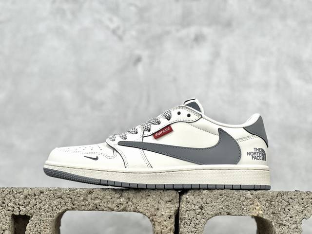 Travis Scott X Fragment Design X Air Jordan 1 Low Og Sp Aj1 北面联名-钢铁灰 低帮文化休闲板鞋 Xz