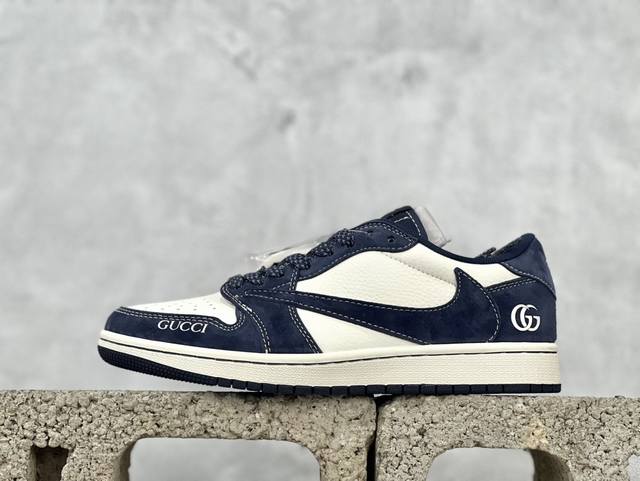 Travis Scott X Fragment Design X Air Jordan 1 Low Og Sp Aj1 古驰联名-普鲁士蓝 低帮文化休闲板鞋 X