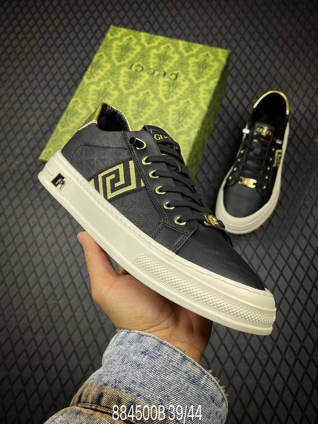B Gucci 轻奢单品鞋 广东品质原厂 高奢古驰Gucci Screener Gg High-Top Sneaker休闲潮鞋系列意大利进口超软小牛皮+刺绣搭配